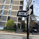 Damaged Sign at 50 Sewall Ave